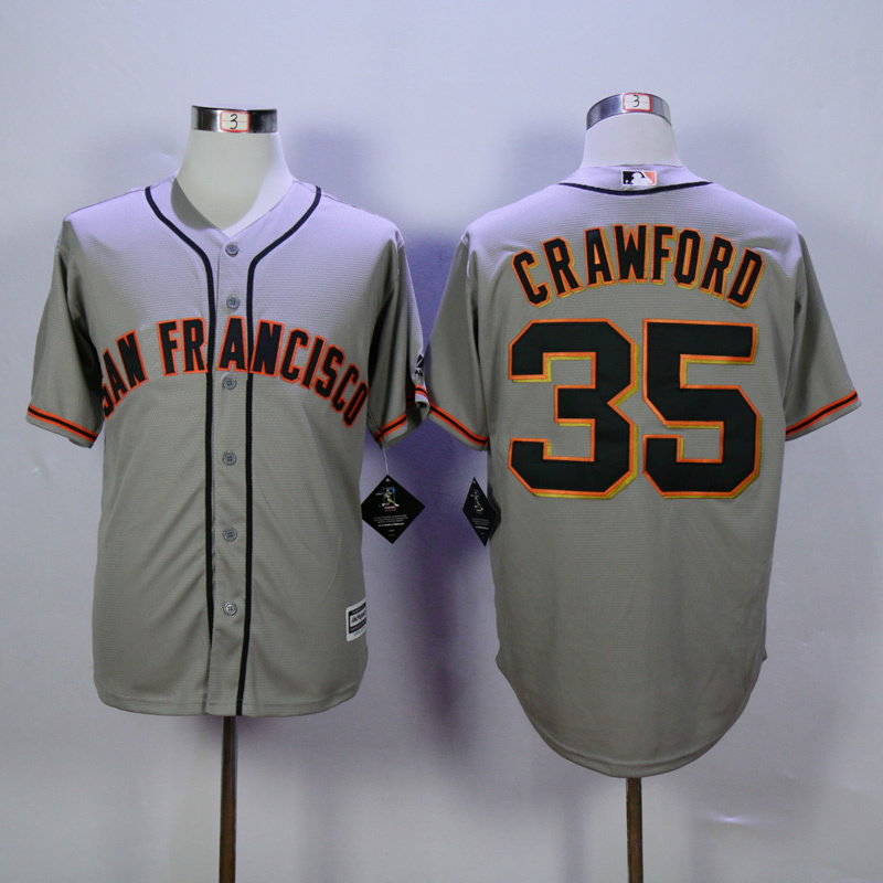 Men San Francisco Giants 35 Crawford Grey MLB Jerseys